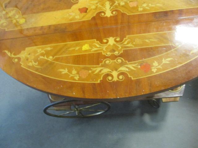 Vintage Italian Marquetry Inlay Beverage Cart