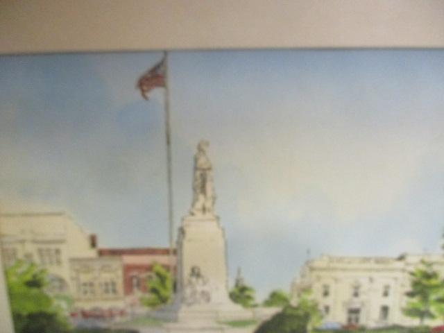 2 "Jacksonville, IL" Watercolor Originals Over Litho Penline by Davis Gray