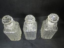 3 Cut Glass Decanters with Stoppers