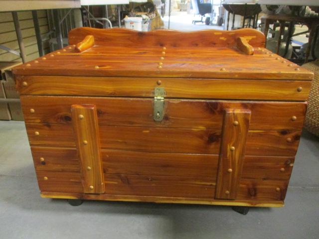 Vintage Cedar Trunk on Wheels