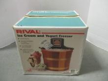 Vintage Rival #8550 Wood Electric 5 Quart Ice Cream Maker in Original Box