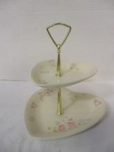 Pfaltzgraff "Tea Rose" 2-Tier Heart Shaped Tidbit Tray