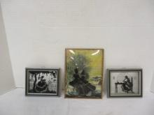 Collection of 3 Vintage 1930s Framed Silhouettes