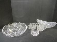 5 Vintage Cut Glass Serving Pieces