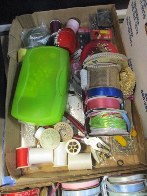 Cabinet w/ Craft Contents & Craft Items on 1/2 Table Lot