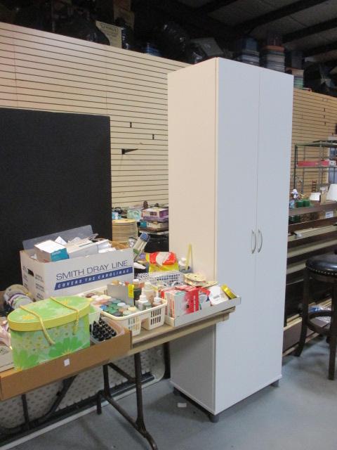 Cabinet w/ Craft Contents & Craft Items on 1/2 Table Lot