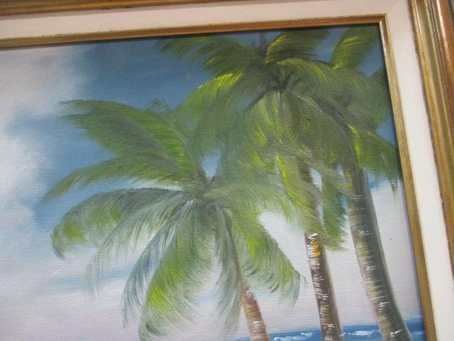 Painted Ocean Scene Canvas Art signed KHT