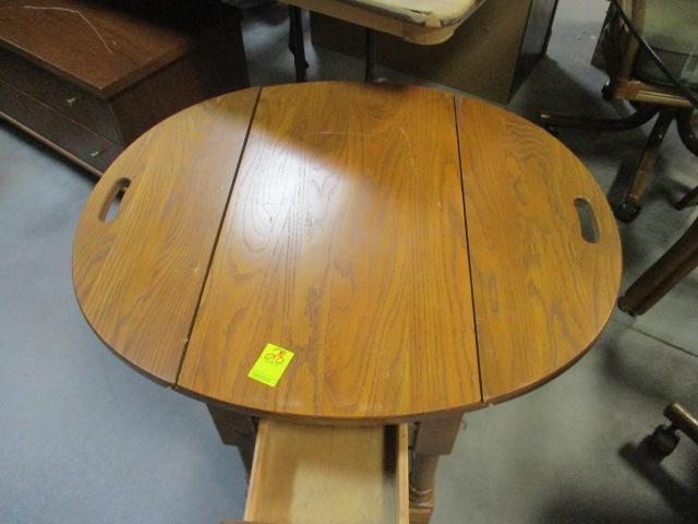 Drop Leaf Side Oak Table with Drawer