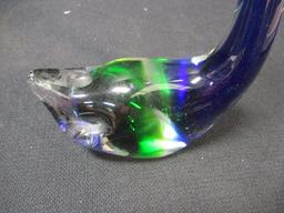 Brass Swans Musical (Plays Love Story) 7" & Art Glass Swan