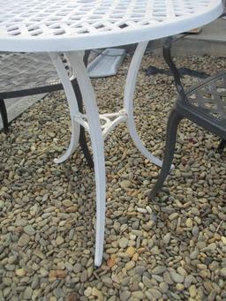 Painted Cast Aluminum Bistro Table and Pair of Chairs
