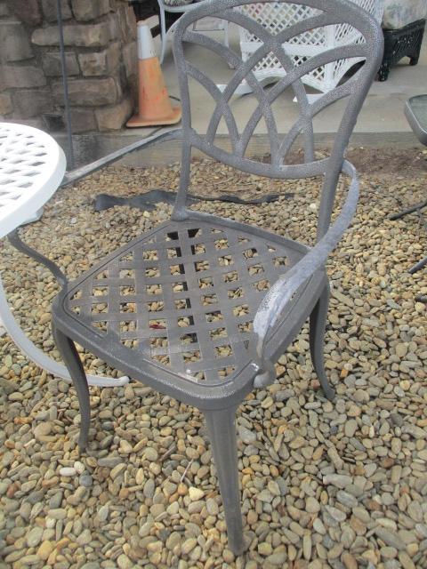 Painted Cast Aluminum Bistro Table and Pair of Chairs