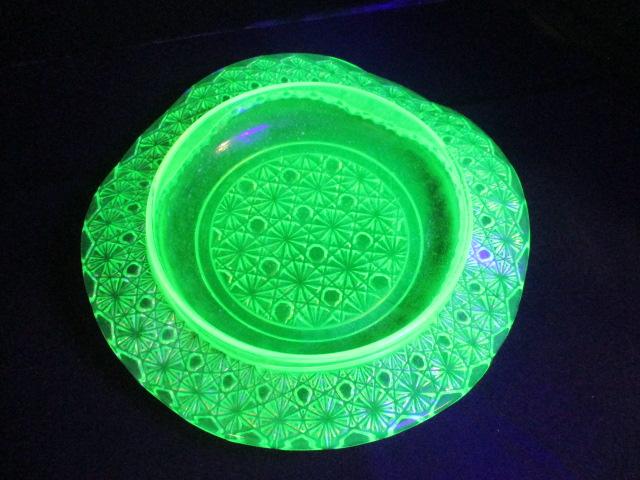 Yellow Vaseline/Uranium Glass Butter Dish