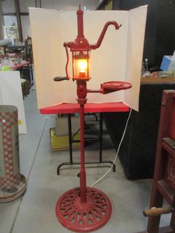 Vintage Visible Motor Oil Pump Converted to Floor Lamp