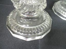 Pair of Clear Glass Dolphin Candlesticks