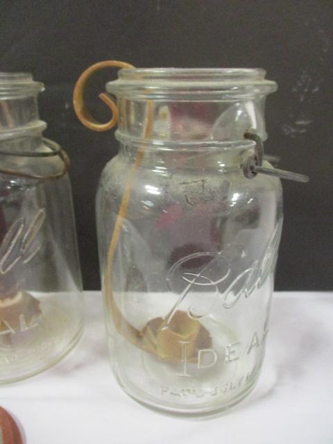 Vintage Ball Ideal Lock Lid Jars and Candle Hangers