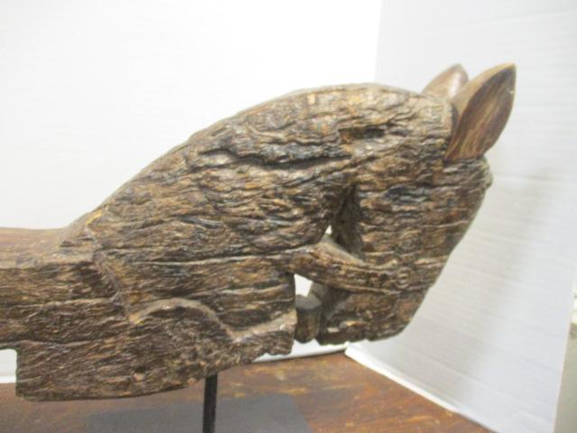 Hand Carved Wooden Architectural Horse Head Figure