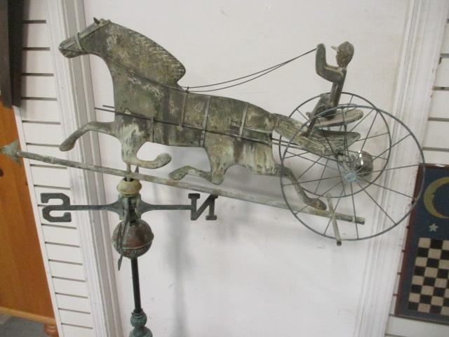 Copper Harness Racing Weather Vane with Stand