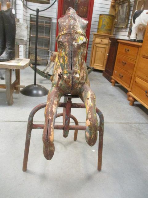 Antique Cast Iron Horse Mounted on Iron Base