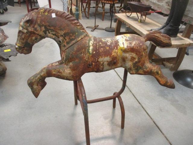 Antique Cast Iron Horse Mounted on Iron Base