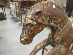 Antique Cast Iron Horse Mounted on Iron Base