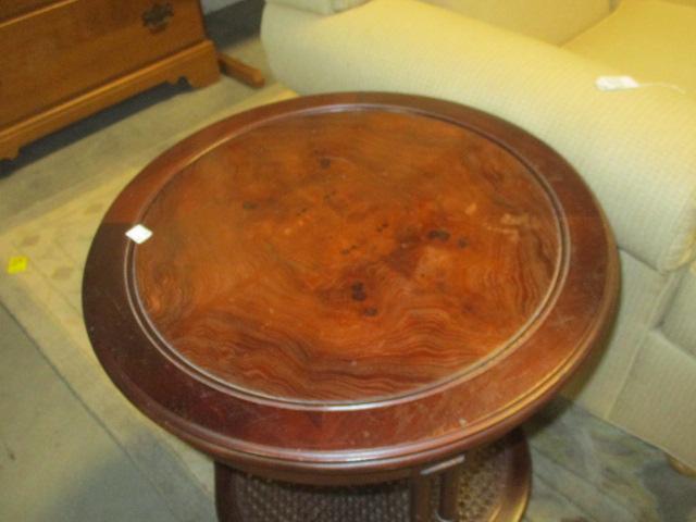 Hekman Round Side Table with Caned Undershelf