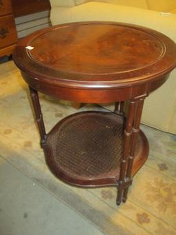 Hekman Round Side Table with Caned Undershelf
