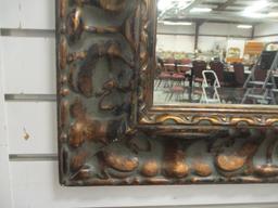 Large Antiqued Copper Finish Beveled Mirror