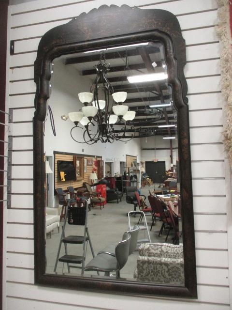 Large Chinoiserie Style Beveled Mirror