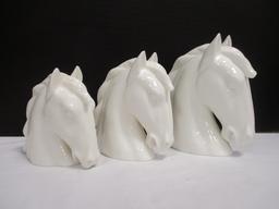 Embassy Fine China 3 Piece Porcelain Horse Bust Figures