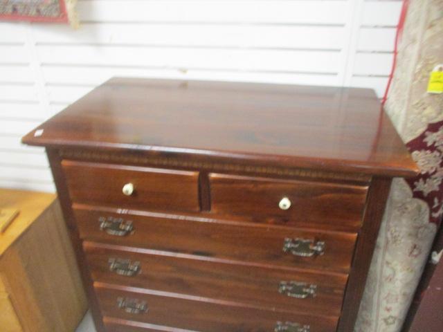 Ethan Allen Dark Stained Pine 2 over 5 Chest