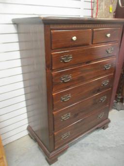 Ethan Allen Dark Stained Pine 2 over 5 Chest