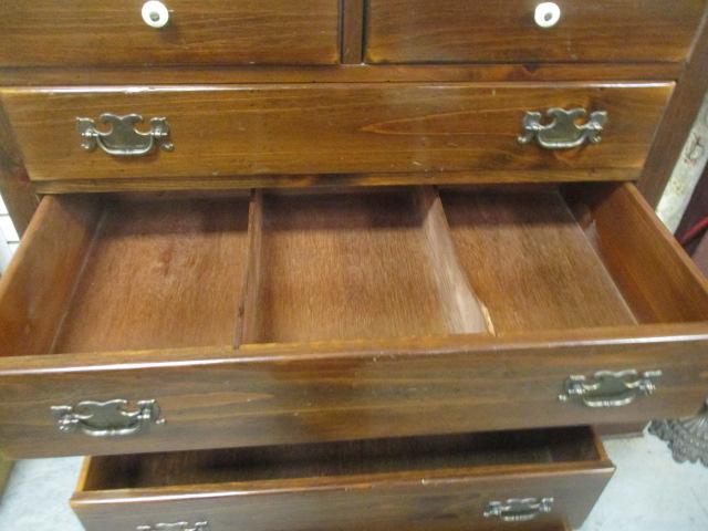 Ethan Allen Dark Stained Pine 2 over 5 Chest