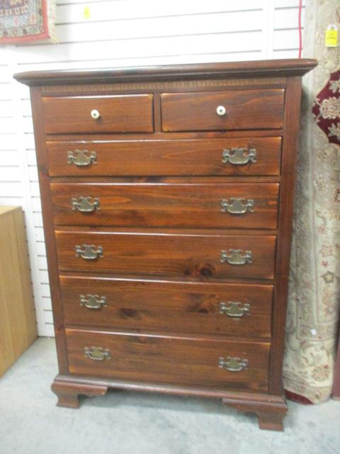 Ethan Allen Dark Stained Pine 2 over 5 Chest