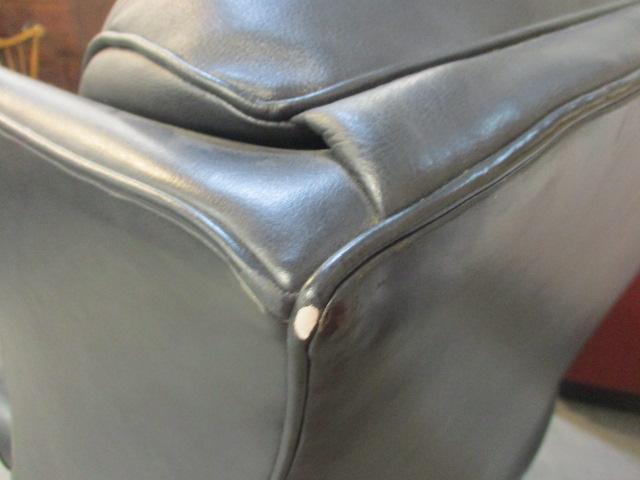 Hancock & Moore Navy Leather Wing Back Recliner