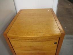 Oak 2 Drawer Locking File Cabinet