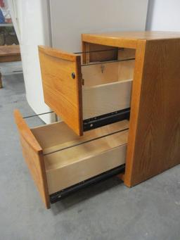 Oak 2 Drawer Locking File Cabinet