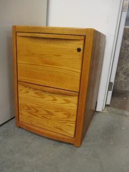 Oak 2 Drawer Locking File Cabinet