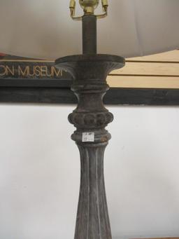 Grey White Wash Finish Spindle Post Floor Lamp