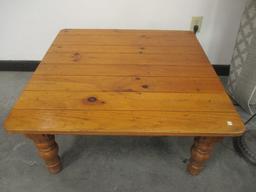 Ethan Allen Wormy Pine Plank Coffee Table