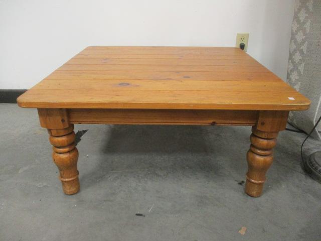Ethan Allen Wormy Pine Plank Coffee Table