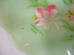 Fenton Handpainted Jadeite Shell Dish