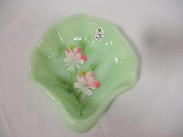 Fenton Handpainted Jadeite Shell Dish