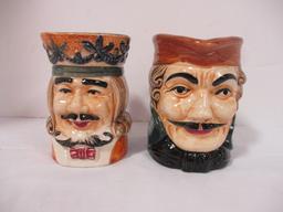 Two Vintage Toby Style Character Mugs Made in Japan