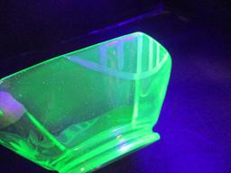 Two Vintage Green Vaseline/Uranium Glass Bowls