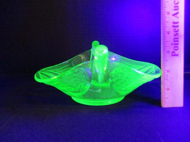 Two Vintage Green Vaseline/Uranium Glass Bowls