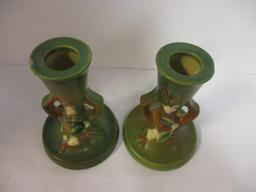 PR of Roseville Green Snowberry Candle Holders