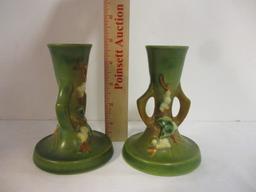 PR of Roseville Green Snowberry Candle Holders