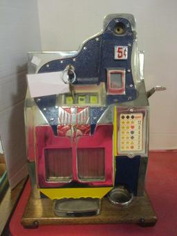 Vintage Mills 5 Cent Q.T. Thunderbird Slot Machine