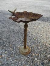 Cast Metal Leaf with Hummingbird Bird Bath/Feeder