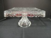 Vintage Square Clear Glass Dessert/Cake Stand